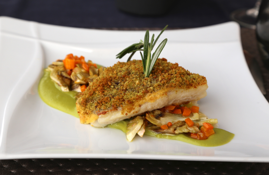 Carciofi con filetto di merluzzo croccanti