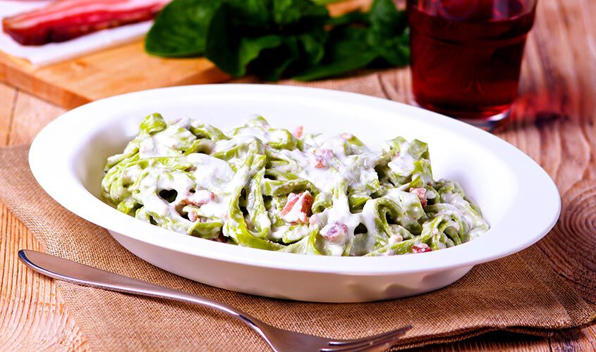 Ristopiatti: i primi piatti gourmet - "I Ristopiatti" Taglierini Verdi Panna e Speck