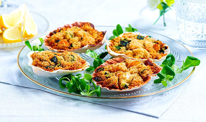 Specialit&agrave; di pesce - Sc. 50% Ventagli di Gamberi e Zucchine
