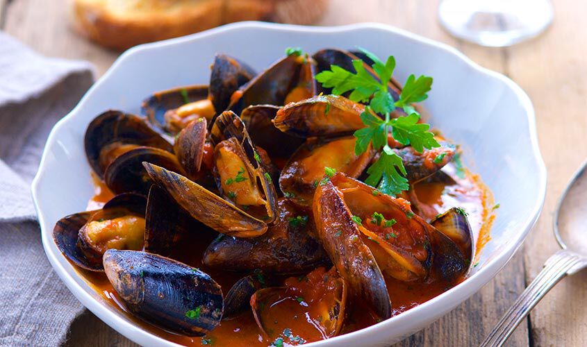 Specialità di pesce - Cozze atlantiche alla marinara