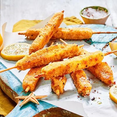 Specialit&agrave; di pesce - Arrosticini panati di merluzzo d'Alaska