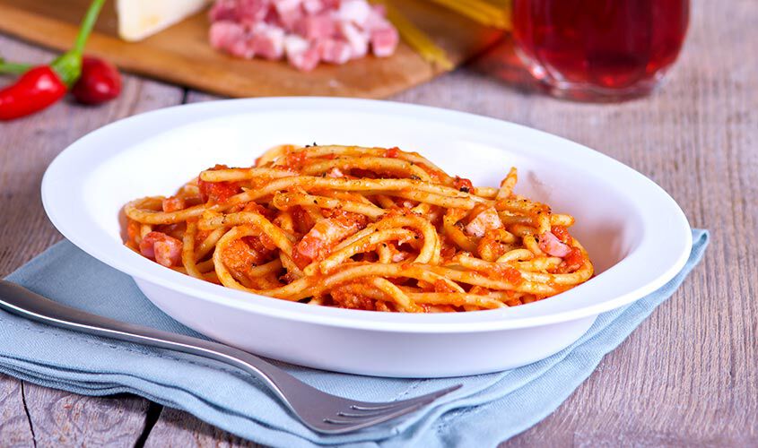 Ristopiatti: i primi piatti gourmet - Spaghetti all'Amatriciana Ristopiatti