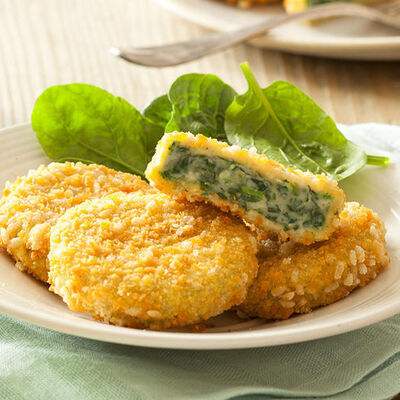 Stuzzichini per aperitivo e finger food - Medaglioni Spinaci e Parmigiano Reggiano