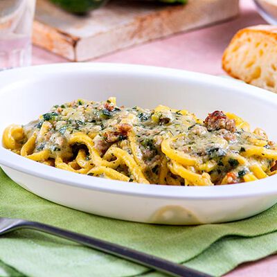 Ristopiatti: i primi piatti gourmet - "I RistopiattiTonnarelli Pesto di Zucchine e Salsiccia