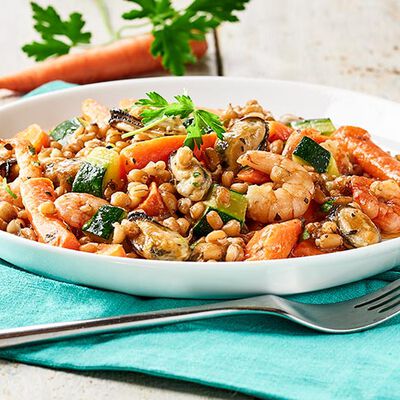 Piatti veloci pronti in un attimo - Farro con Mazzancolle Tropicali e Cozze