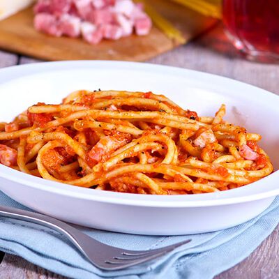 Ristopiatti: i primi piatti gourmet - Spaghetti all'Amatriciana Ristopiatti