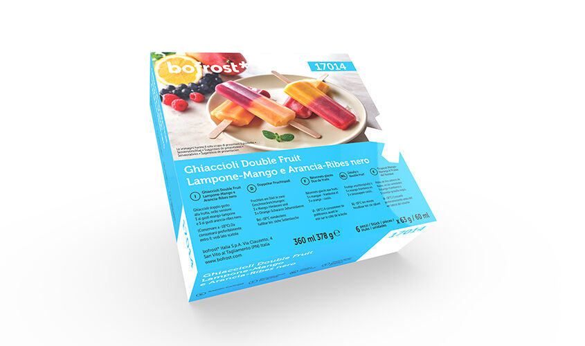 Promozione Mini Formati Gelato - Ghiaccioli Double Fruit Lampone-Mango e Arancia-Ribes Nero