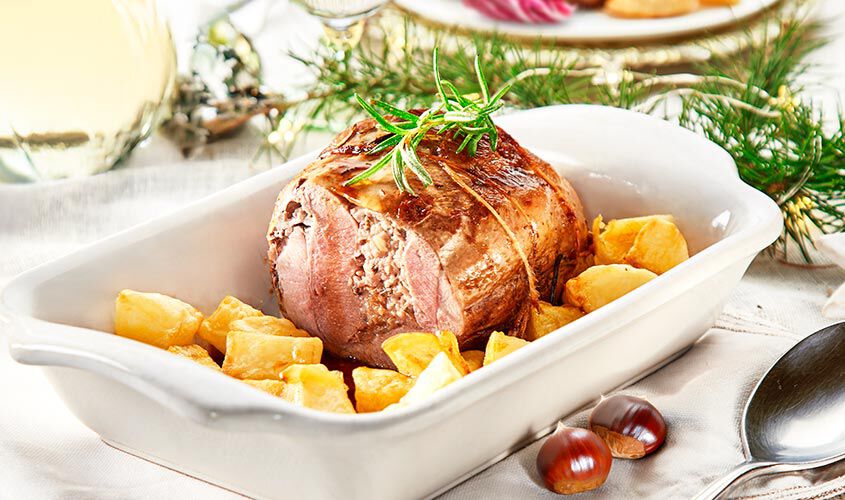 Arrosti e involtini - Arrosto di Tacchino con Castagne, Radicchio e Provola