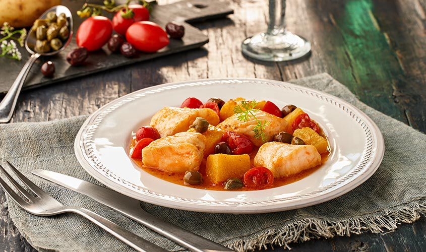 Specialit&agrave; di pesce - Cuori di Filetto di Merluzzo alla Siciliana