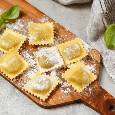 Tortelli con Funghi Porcini su Letto di Fave Bofrost